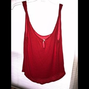 Red Button Front Tank Top